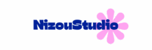 Logo NizouStudio en bleau avec une rosace en rose